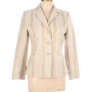 Kasper Jacket Tan White Decorative Striped Print Sz 6P #560